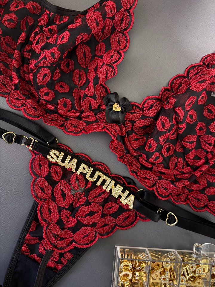 Conjunto Beijo calcinha fio  - 1