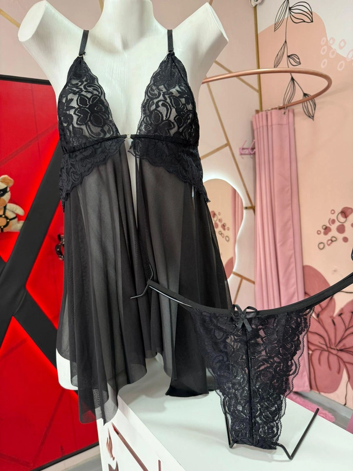 Camisola com calcinha Preta - 1