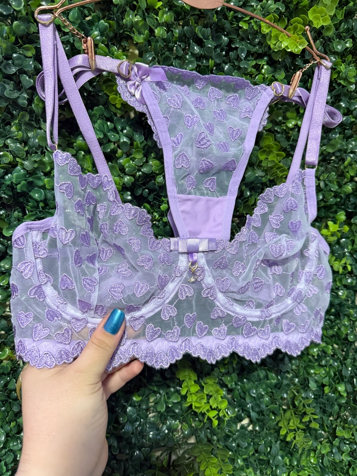 Conjunto Coração Lilás Personalizado  - 2