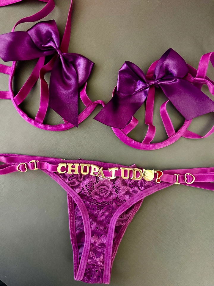 Conjunto laço Roxo personalizado  - 2