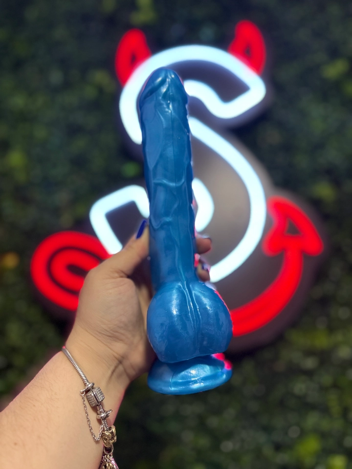 Prótese peniana com ventosa 25x4 AZUL - 1