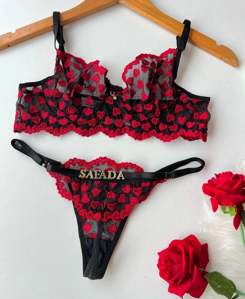 Conjunto Coração Vermelho/Preto - 1