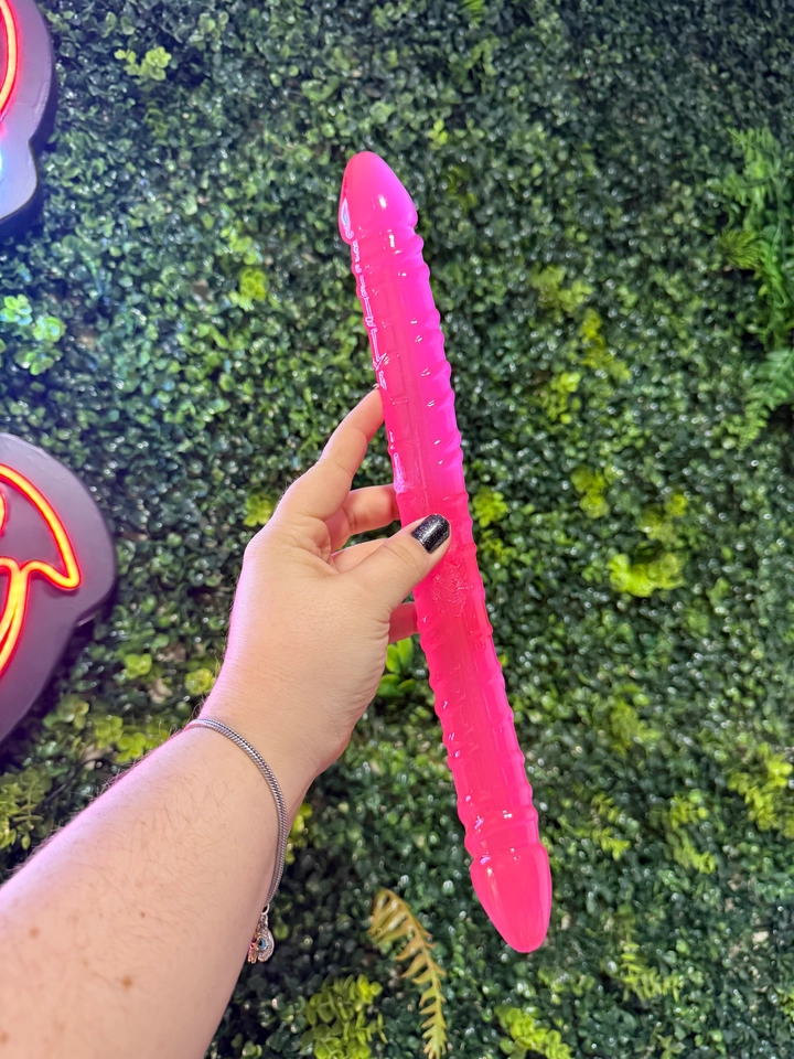 Protése peniana dupla long de silicone 34x3.3 ROSA - 2