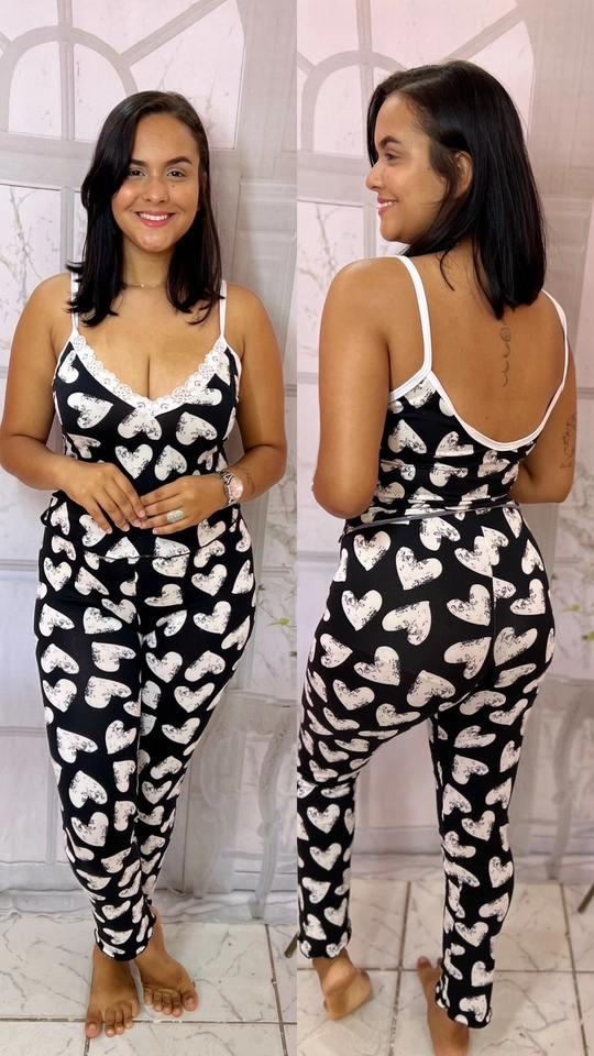 Pijama Calça Coração Preto - 1