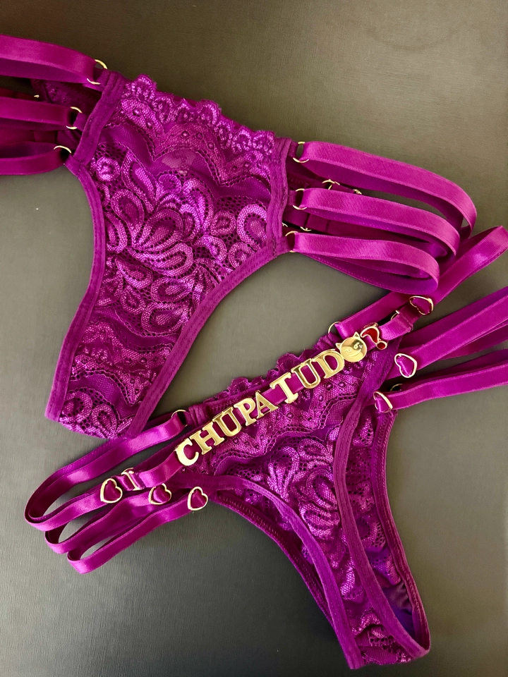 Calcinha Tripla Roxo Personalizada - 1