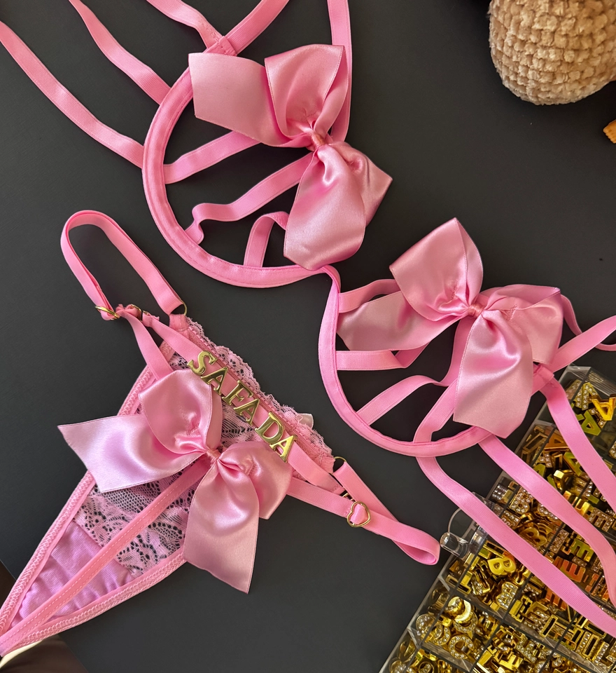 Conjunto Personalizado Laço Rosa - 1
