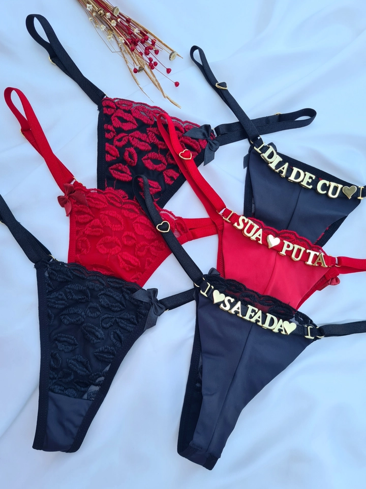 Calcinha Personalizada BOCA Preta/Vermelho FIO DUPLO - 2