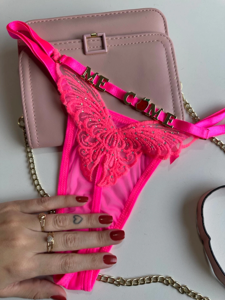 Calcinha Borboleta Pink Neon Personalizada