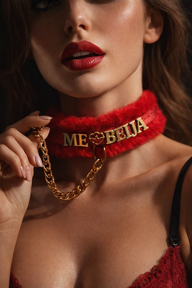 Coleira Personalizada Pelúcia VERMELHO - 2