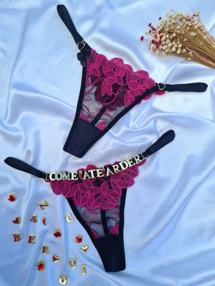 Calcinha Personalizada Petala PRETO/PINK - 1
