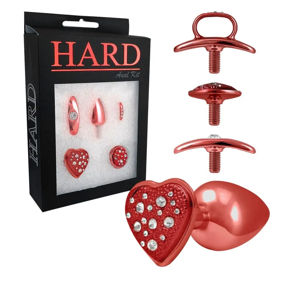  KIT PLUG ANAL COM BASE REMOVÍVEL 2,5 X 3,8 CM M Vermelho - imagem 1