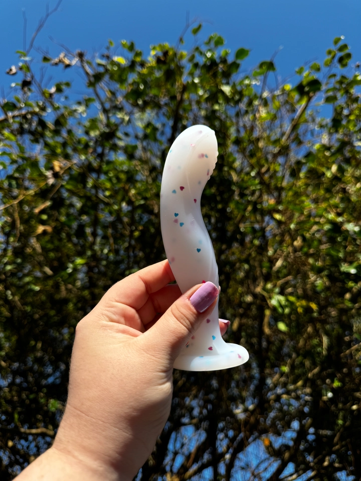 Prótese/Plug Branco com Corações 16x3  - 1
