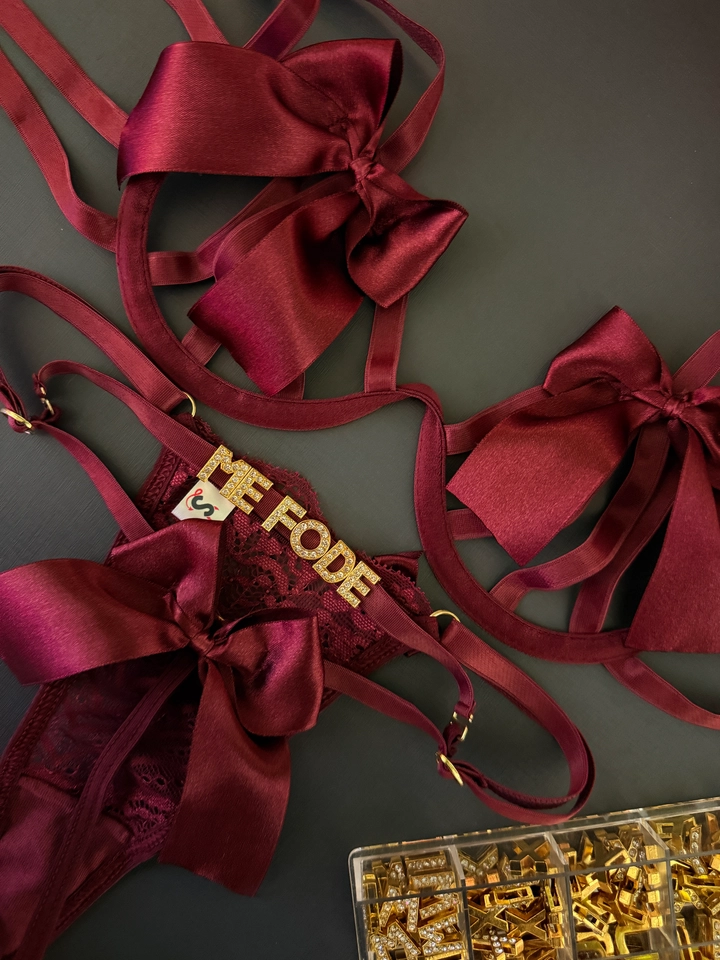 Conjunto Laço Marsala personalizado - 1