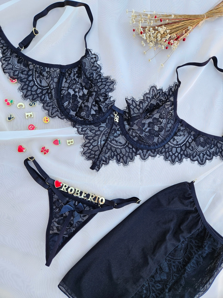 Conjunto camisola - 2 em 1 personalizado preto - 4