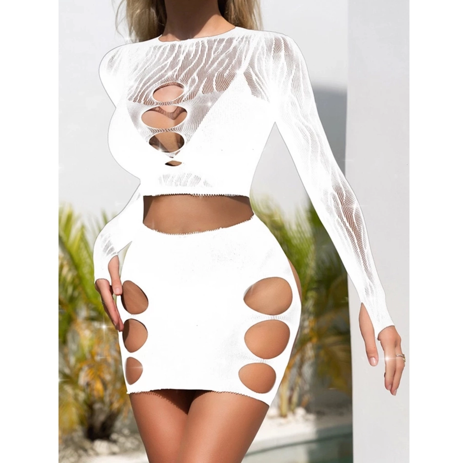 Conjunto strass Branco arrastão - 1