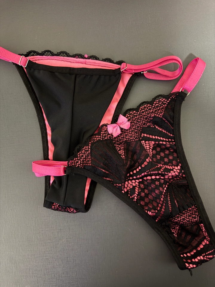 Calcinha Renda Fio Duplo Pink - 1