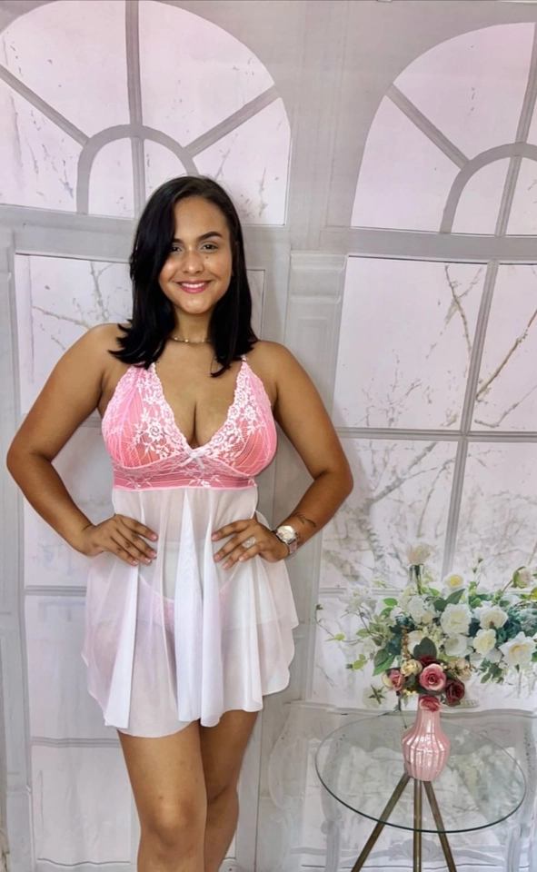Camisola com calcinha branca/pink - 3