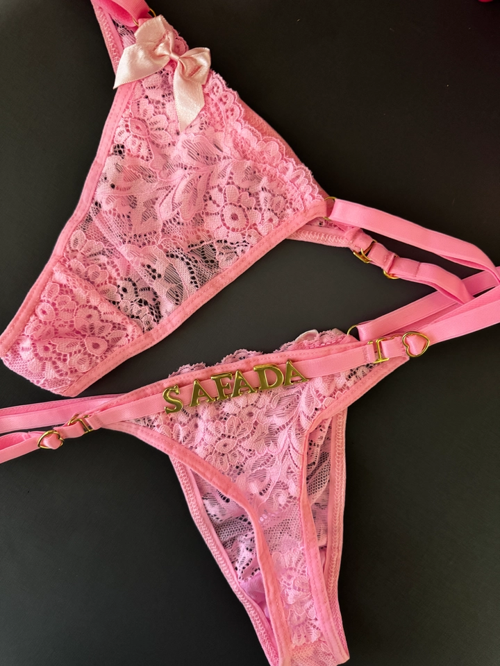 Calcinha Renda Personalizada Rosa - 1