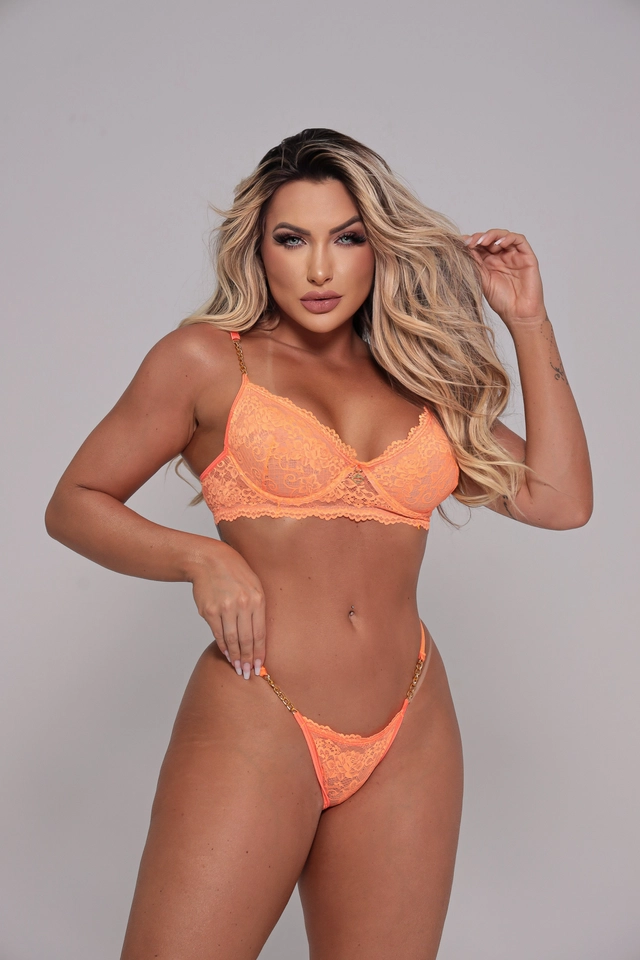 Conjunto Canudinho Laranja Neon - 1