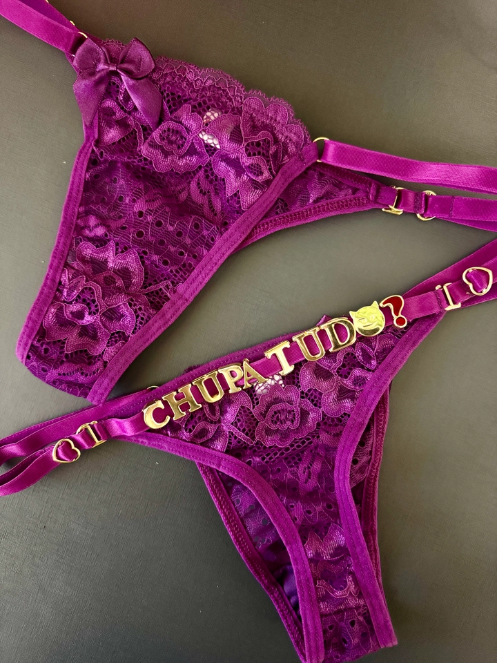 Calcinha Roxo Personalizada Renda - 1