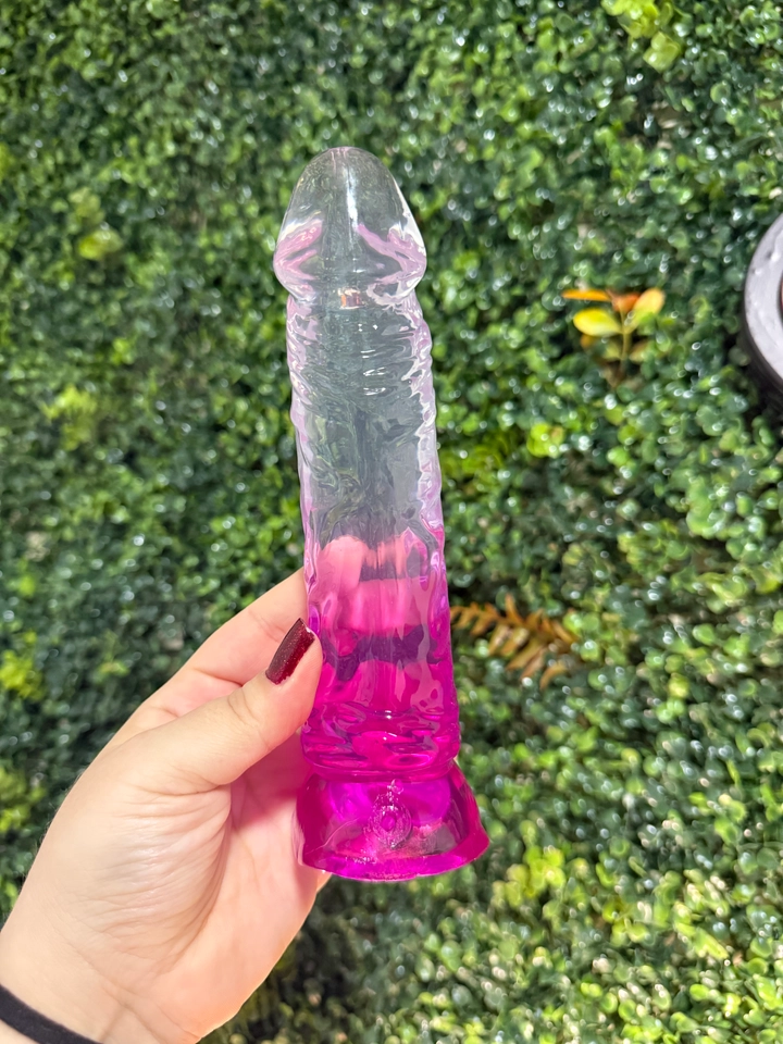 Pênis Realístico - Transparente Rosa - 18,5 x 3,5 cm  - 1