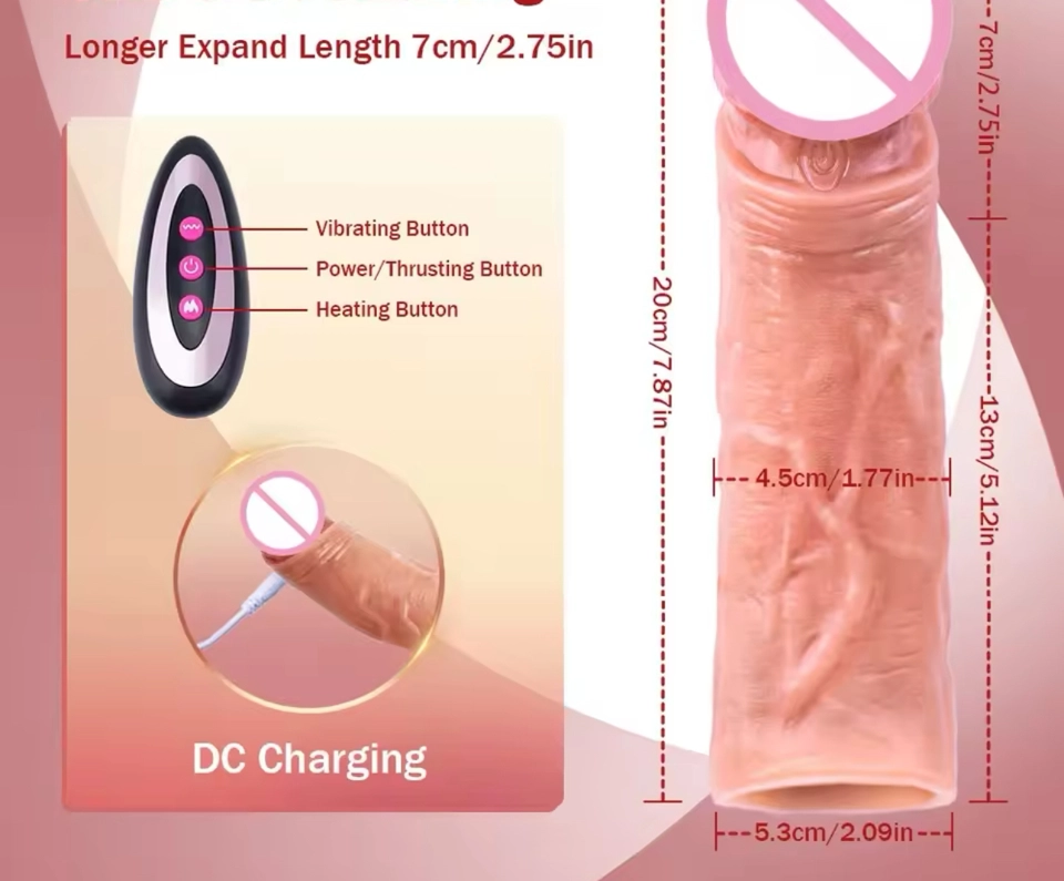Capa peniana vibrador Ultra Realista com Controle 7cm aumento - 8
