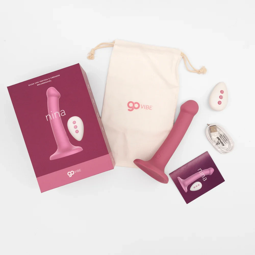Dildo com Ventosa e Vibrador Recarregável Go Vibe Nina - 4