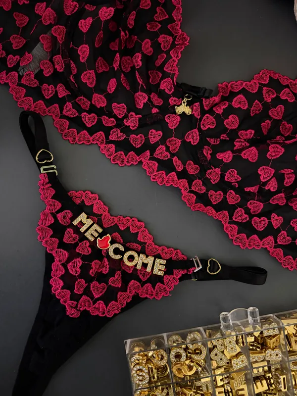 Conjunto Personalizado Coração Preto / Pink  - imagem 2