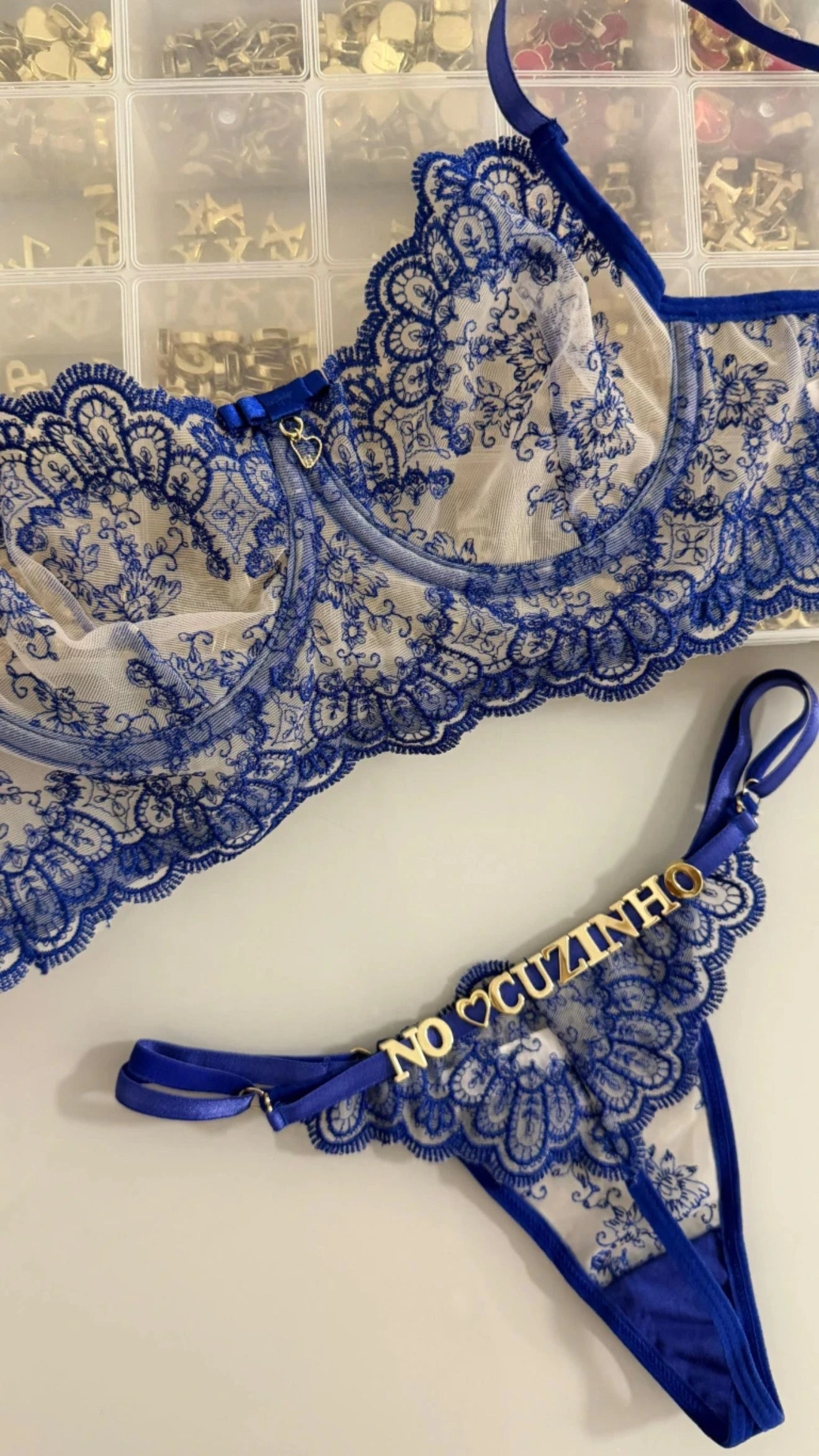 Conjunto Lorena Tule Azul Chines  - 2