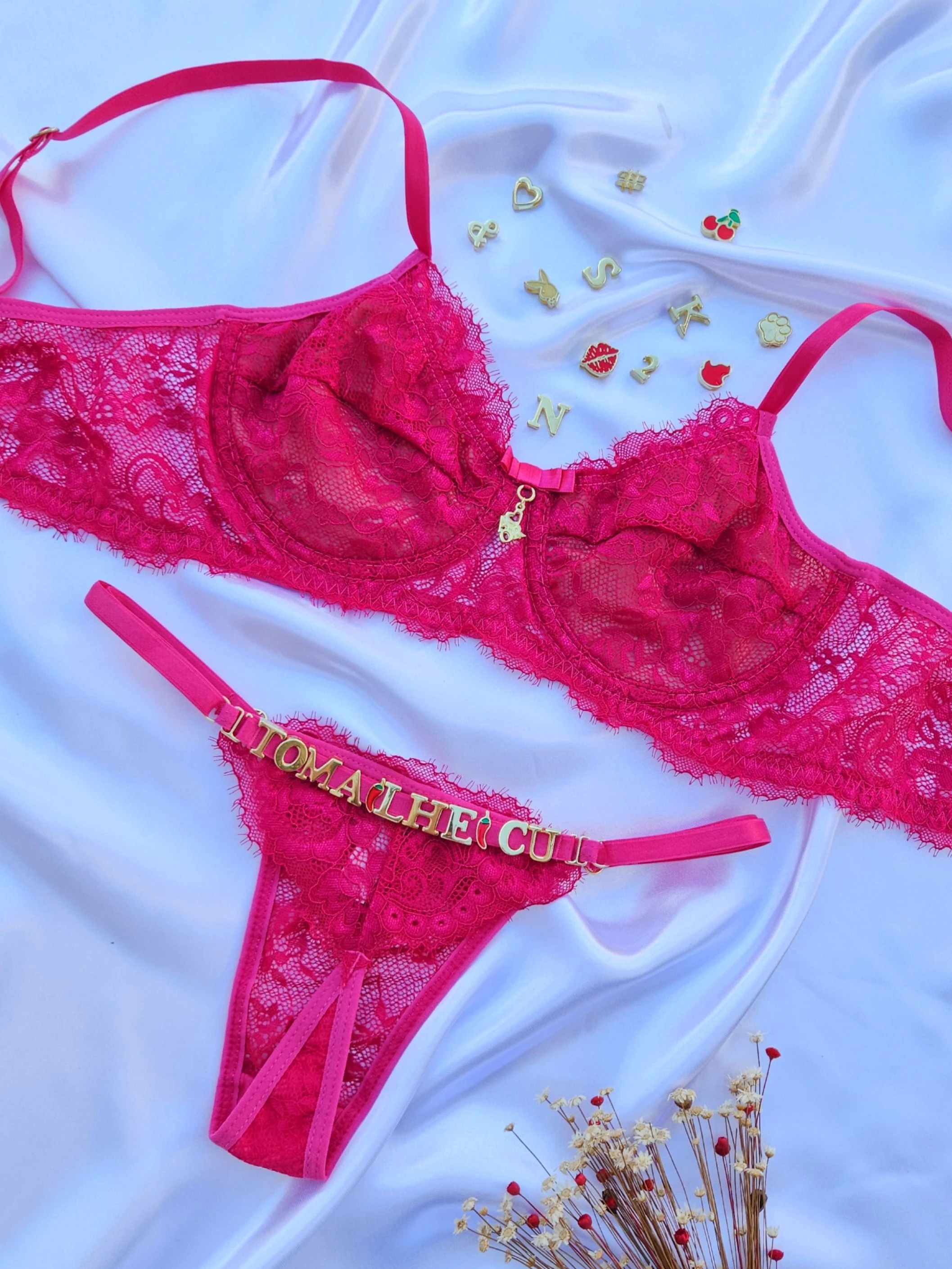 Conjunto Renda Personalizado Rosa Eclipse - 4