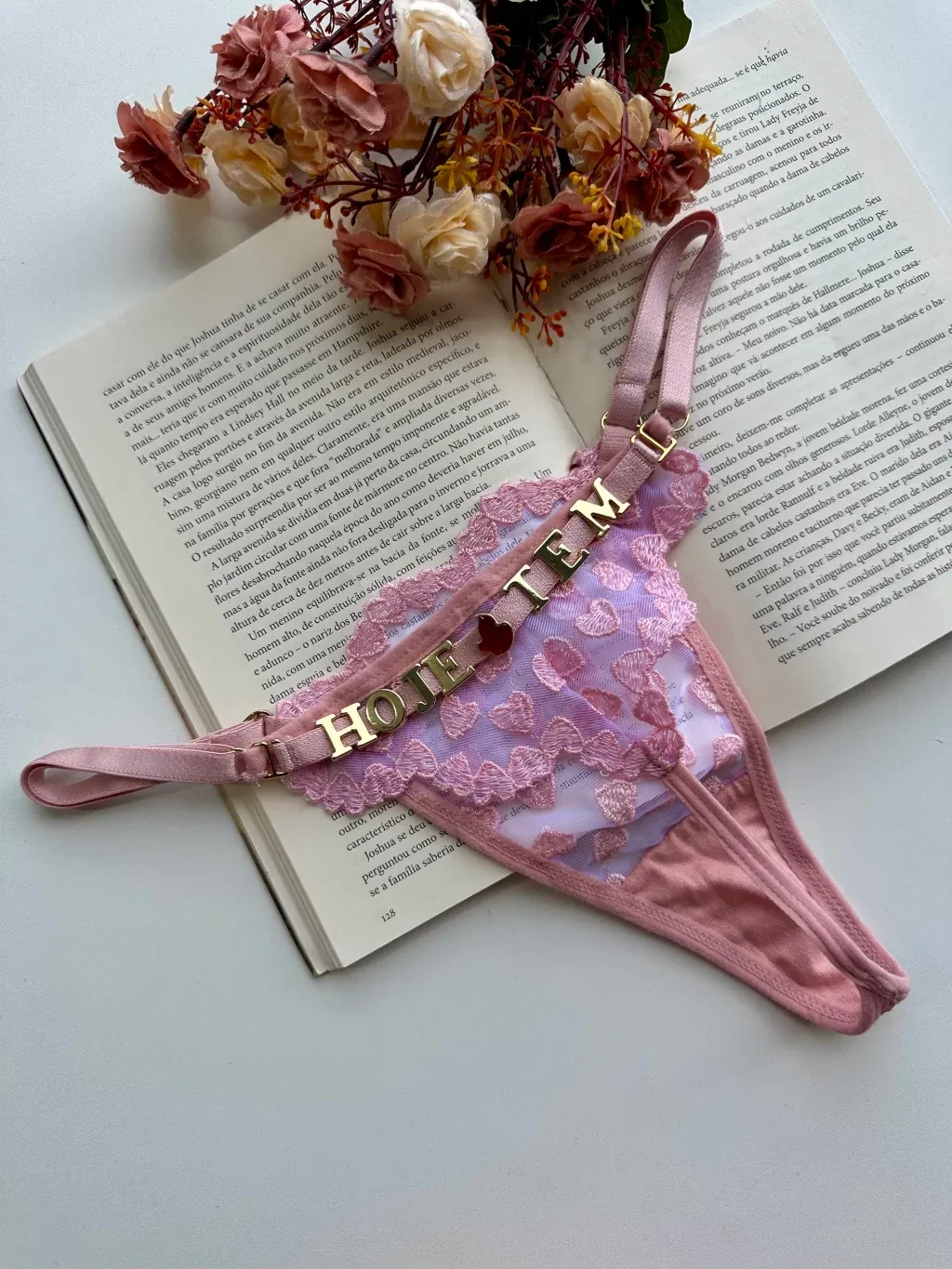 Calcinha personalizada coração Rosa Romance - 2