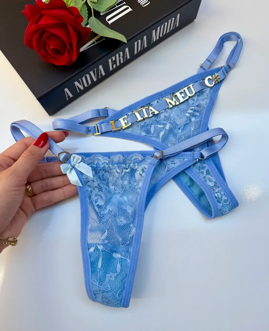 Calcinha renda Personalizada Azul - 1
