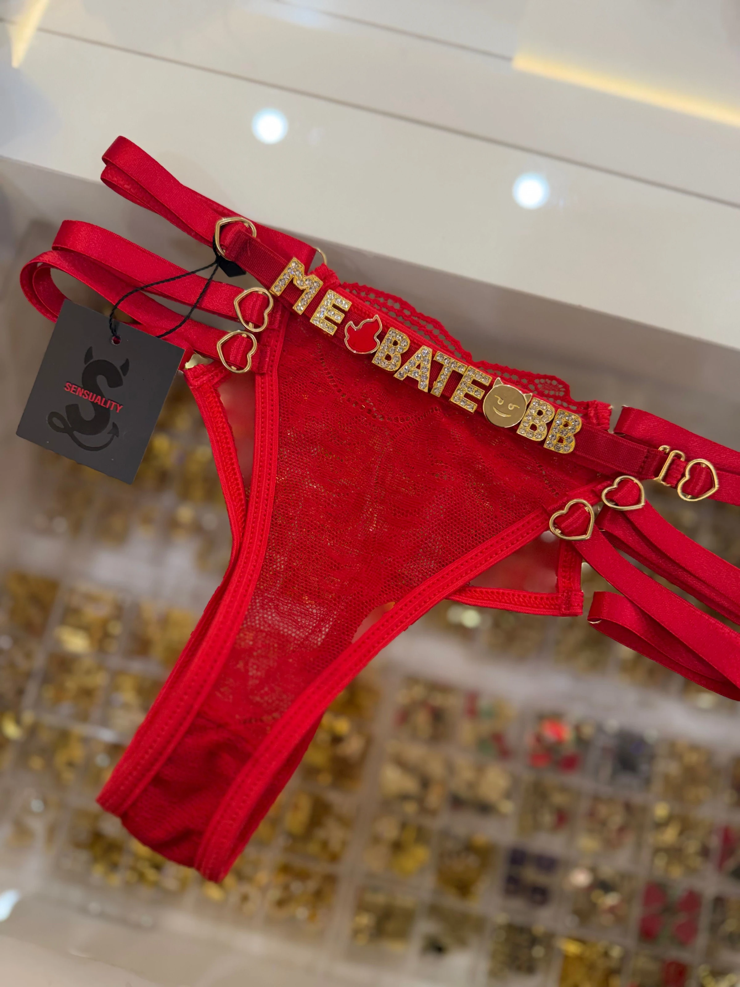 Calcinha 3 tiras Renda Tule Personalizada - 1
