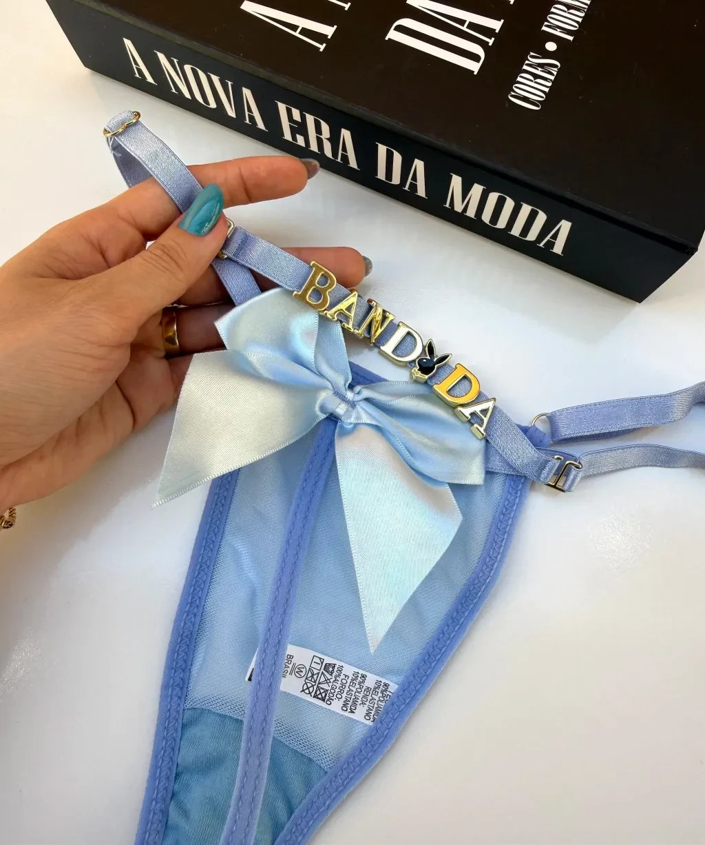 Calcinha laço Personalizada Azul Claro - 1