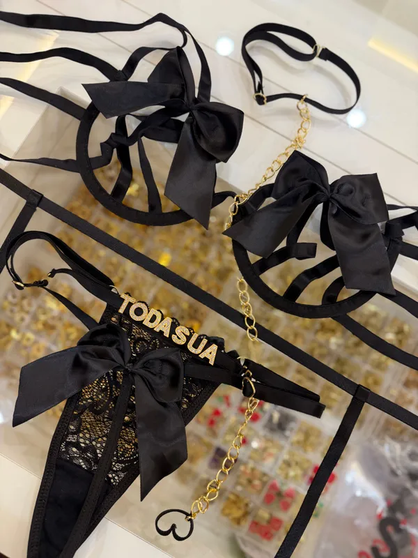 Conjunto Laço Preto Personalizado 