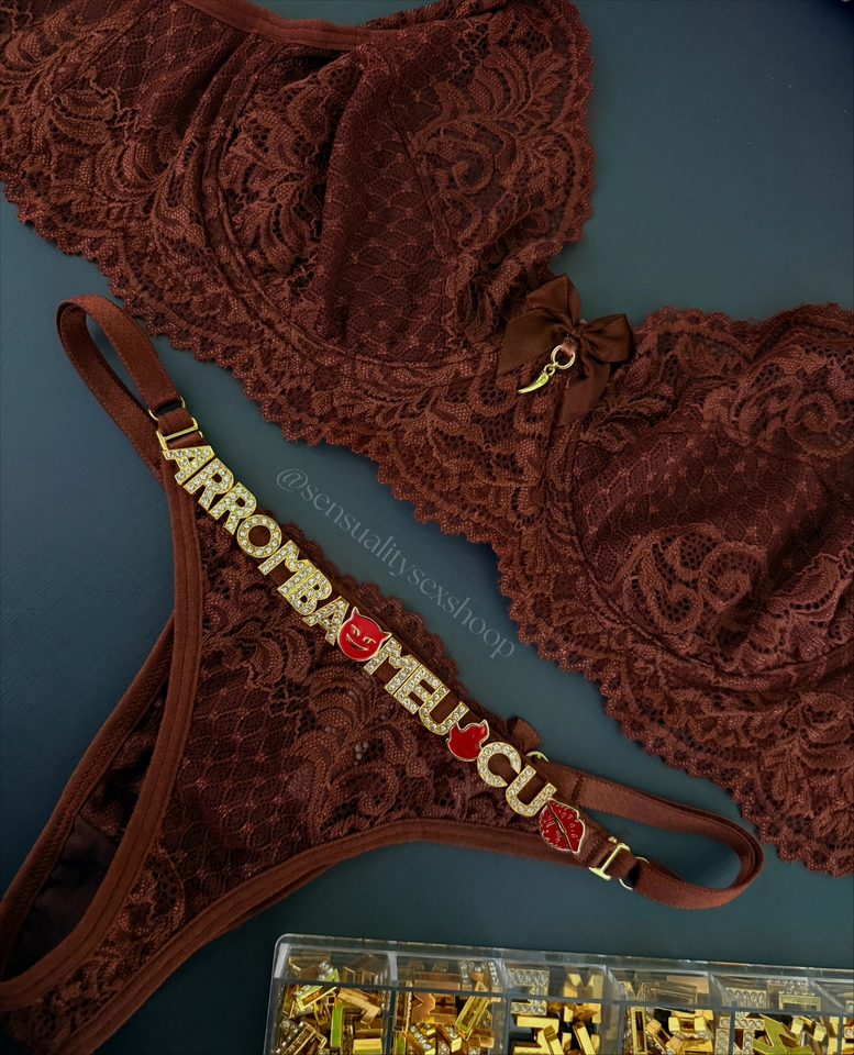 Conjunto Renda Marrom Personalizada - 1