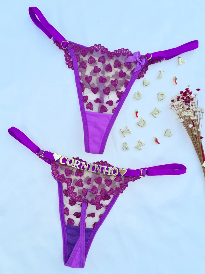 Calcinha Personalizada Coração Roxo  - 1