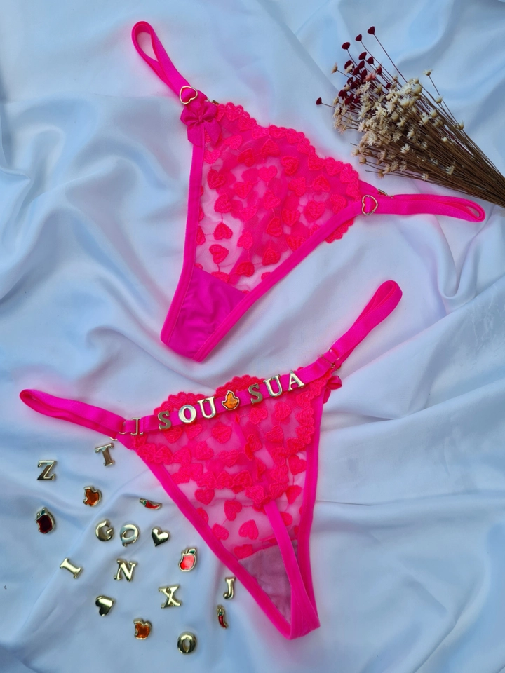 Calcinha Personalizada CORAÇÃO Pink Fio - 2