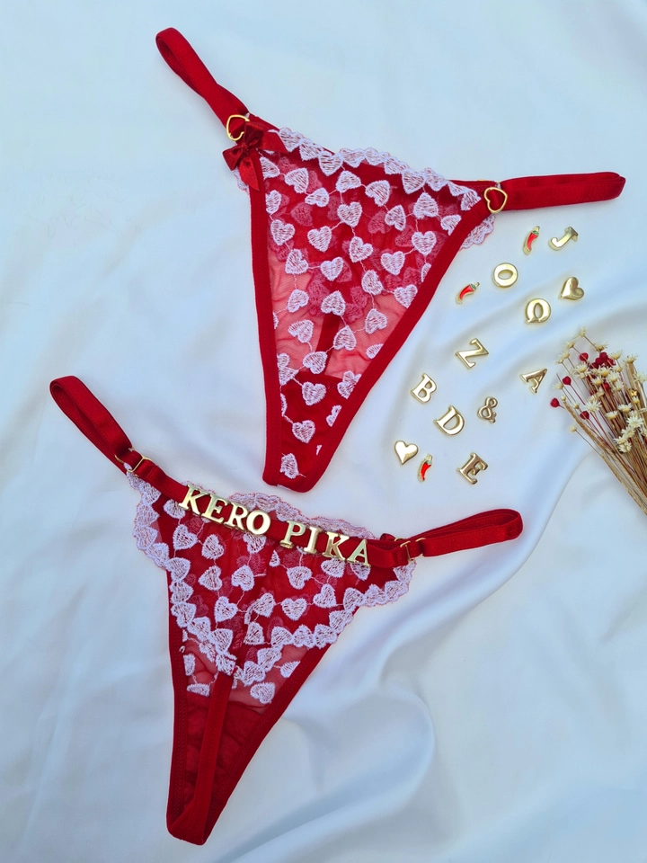 Calcinha Personalizada Coração Vermelho/Branco - 1