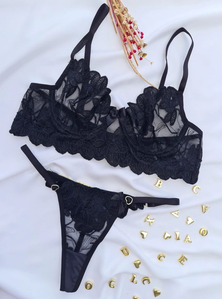 Conjunto Pétala Preto Personalizado - 2