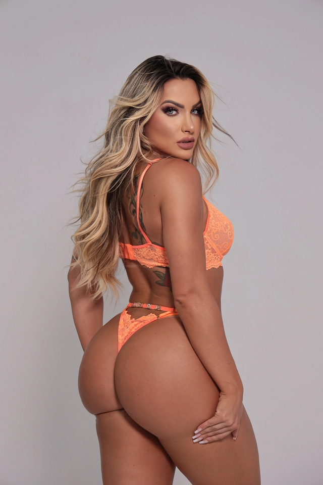 Conjunto Canudinho Laranja Neon - 4