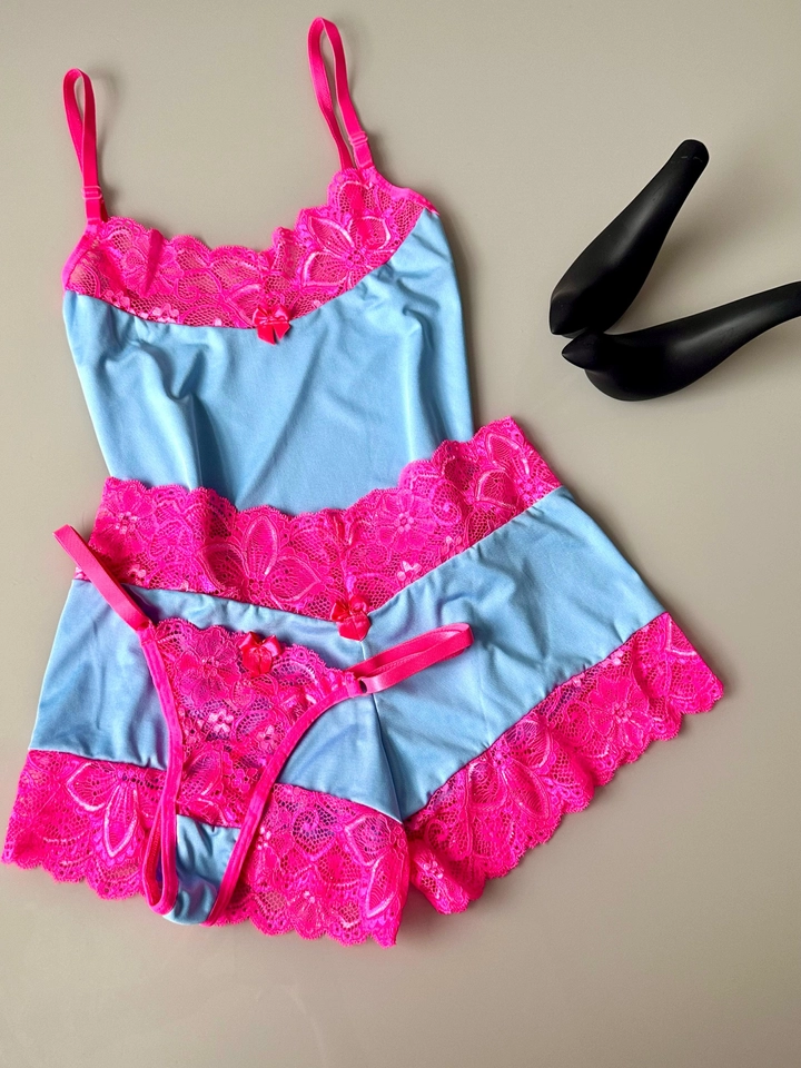 Baby Doll com calcinha Azul/Pink - 1