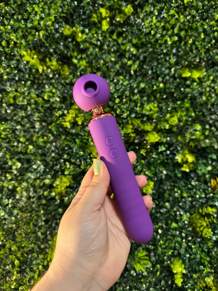 Vibrador Varinha 3 em 1 com Sugador Recarregavel