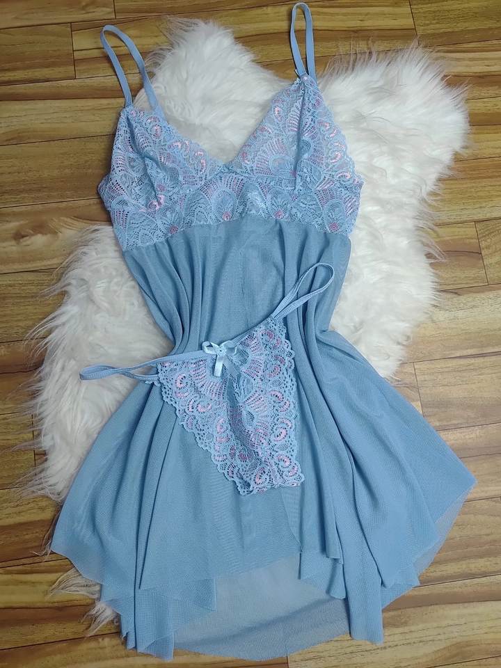 Camisola com Calcinha Azul/rosa - 2