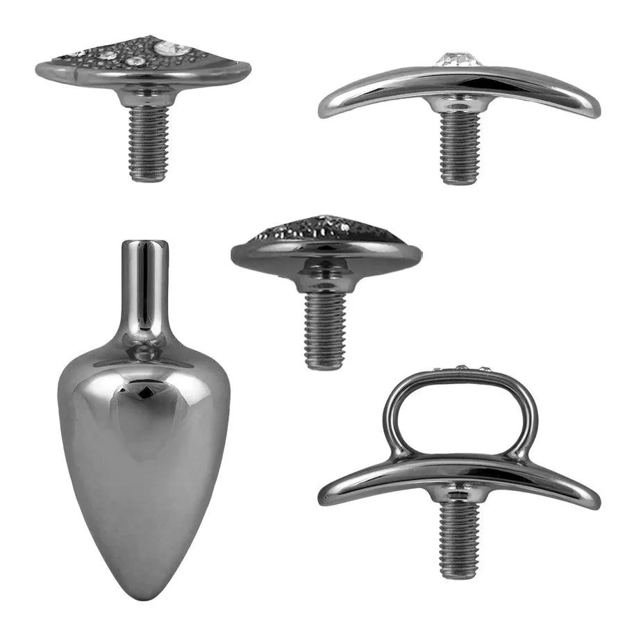  KIT PLUG ANAL COM BASE REMOVÍVEL 2,5 X 3,8 CM M Prata - 3