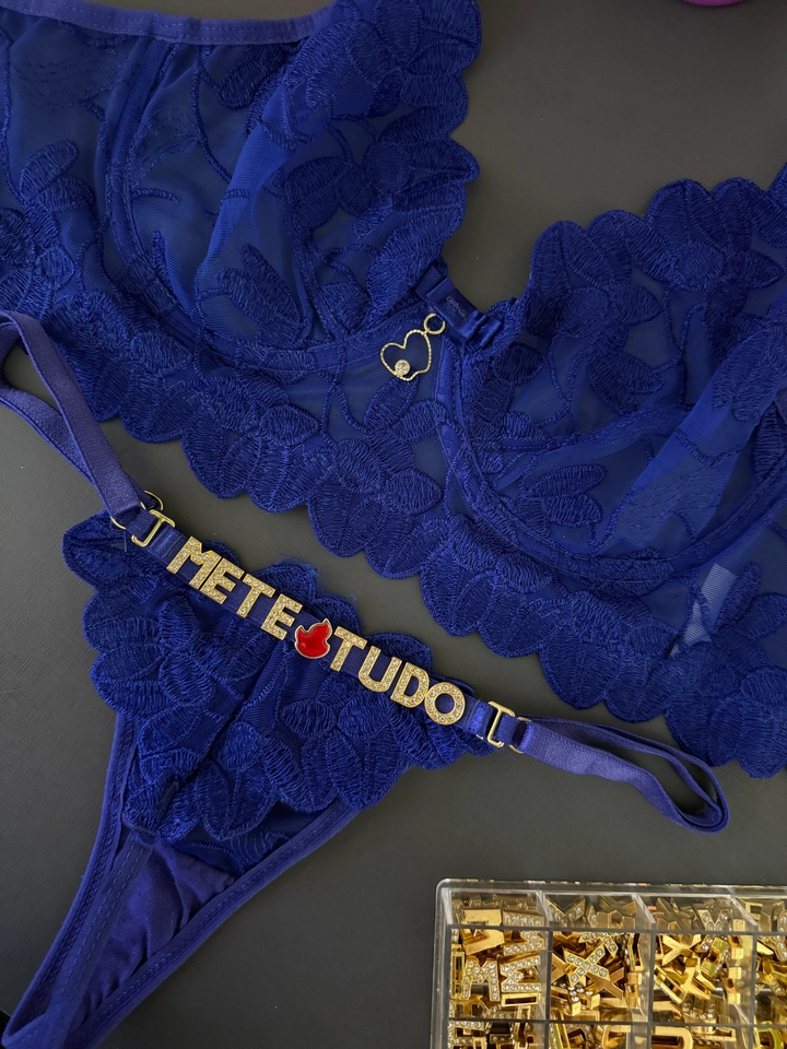 Conjunto Pétala Azul Personalizado Calcinha Fio - 2