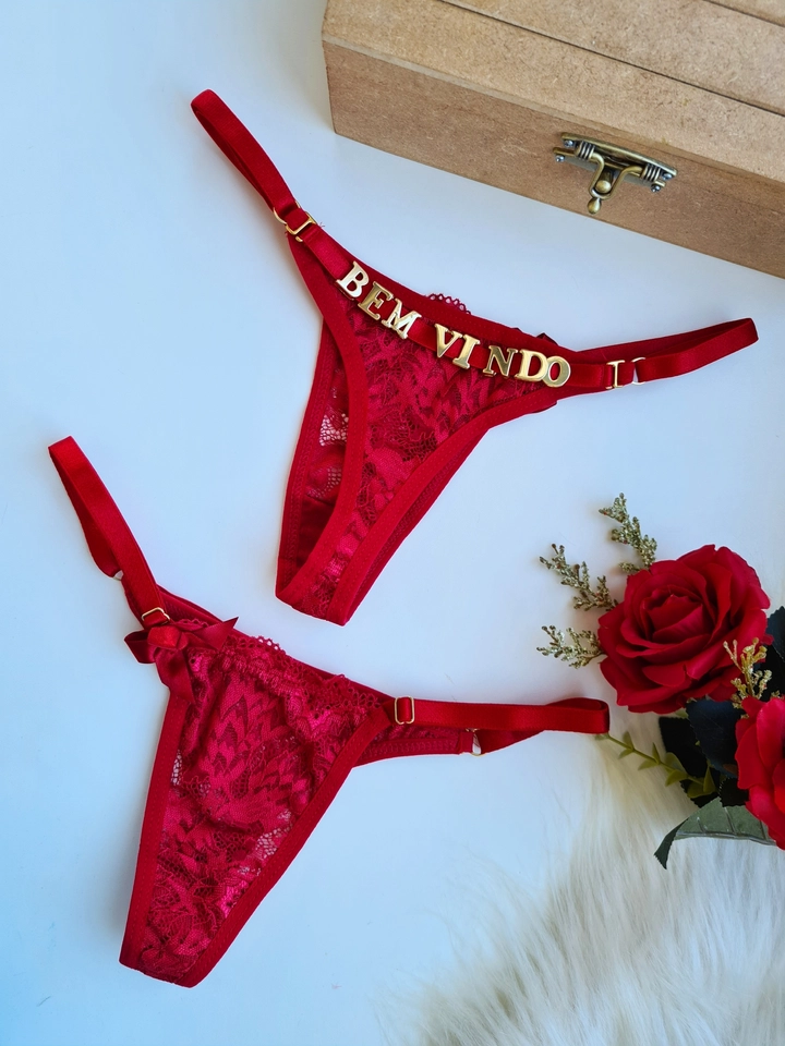 Calcinha Personalizada Renda VERMELHA - 1