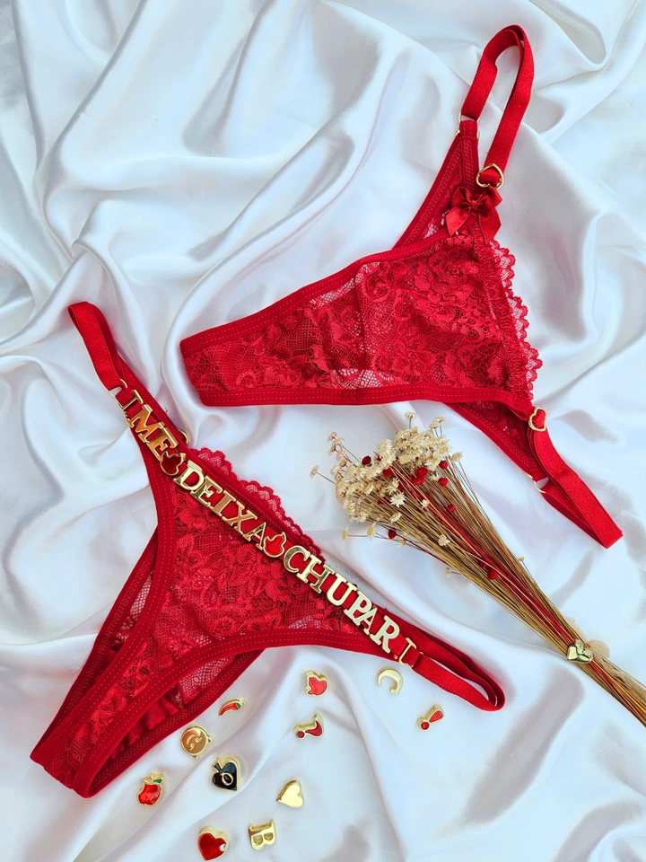 Calcinha Renda Personalizada Vermelha - 1