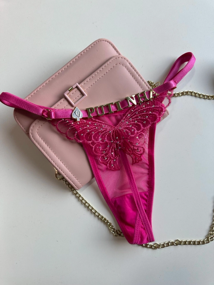 Calcinha borboleta Personalizada Rosa