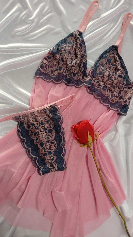 Camisola com Calcinha Rosa Claro/Azul - 1